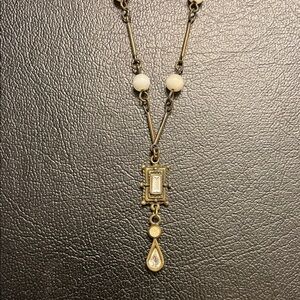Vintage Gold and White Pendant Necklace